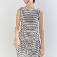 【NEW】Cotton Boat Neck Tanktop
