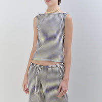 【NEW】Cotton Boat Neck Tanktop