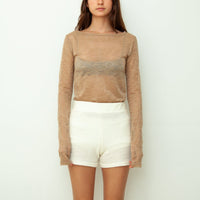 【NEW】Lace Boat Neck T-shirts