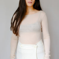 【NEW】Merino Wool 100% Sheer Long Sleeve Tops