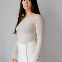 【NEW】Merino Wool 100% Sheer Long Sleeve Tops