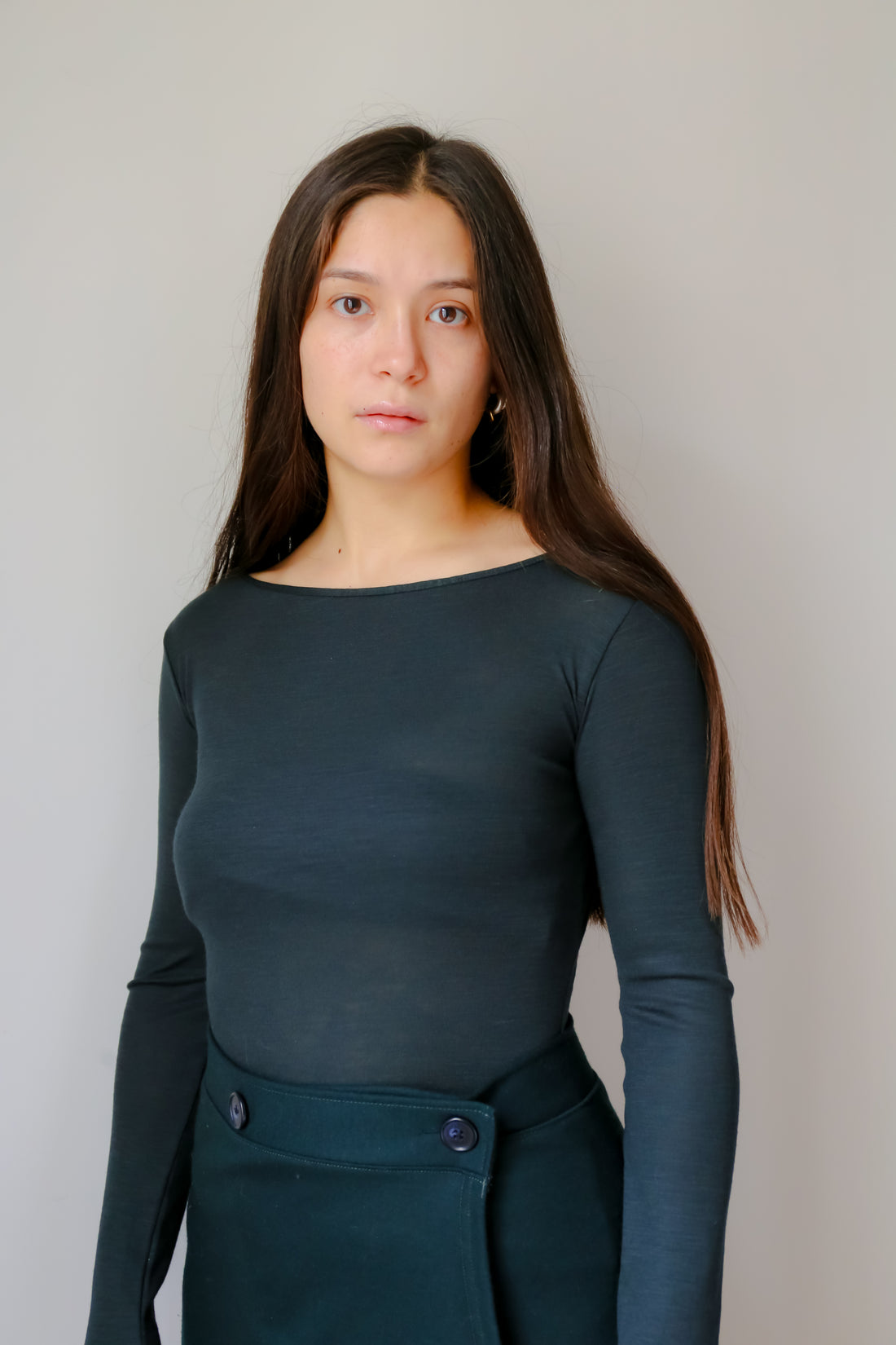 【NEW】Merino Wool 100% Sheer Long Sleeve Tops