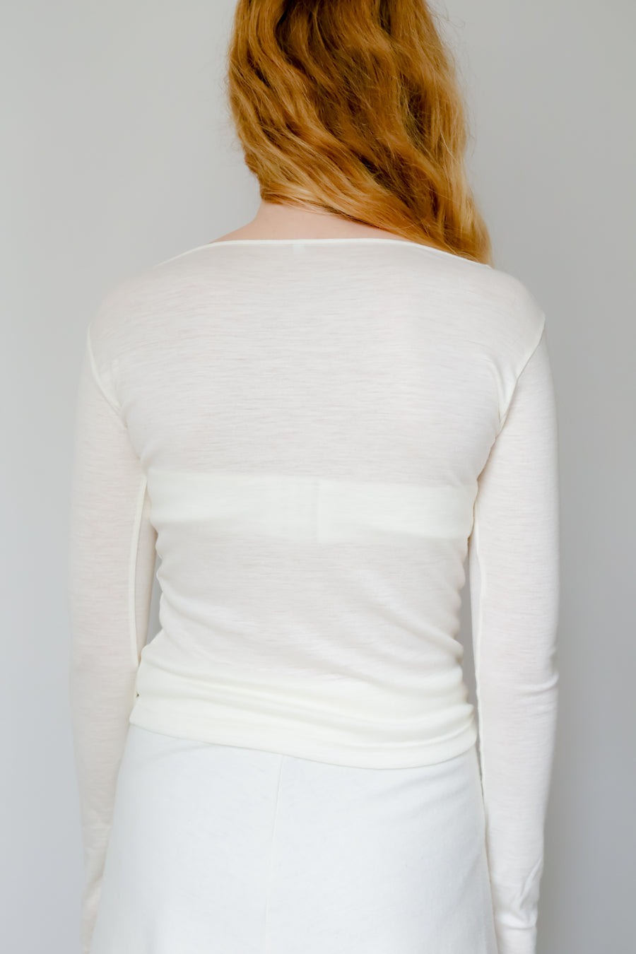 【NEW】Merino Wool 100% Sheer Long Sleeve Tops