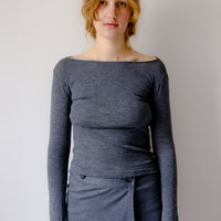 【NEW】Merino Wool 100% Sheer Long Sleeve Tops