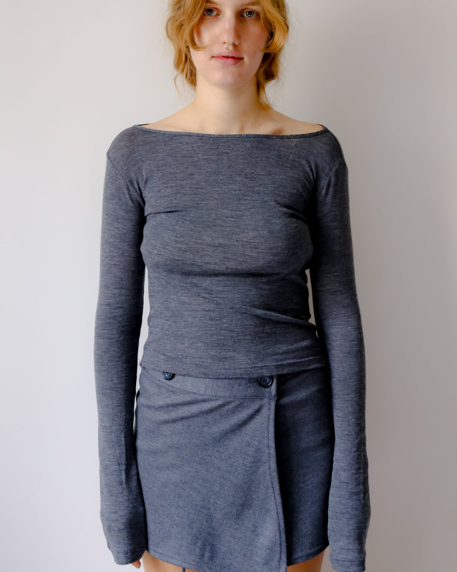 【NEW】Merino Wool 100% Sheer Long Sleeve Tops