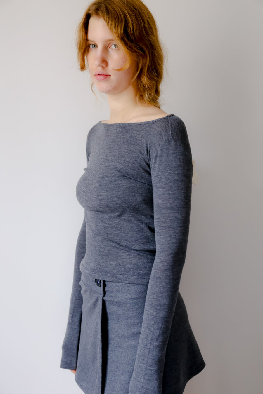 【NEW】Merino Wool 100% Sheer Long Sleeve Tops