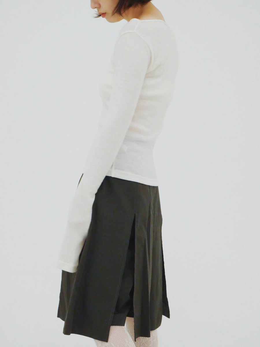 【NEW】Merino Wool 100% Sheer Long Sleeve Tops