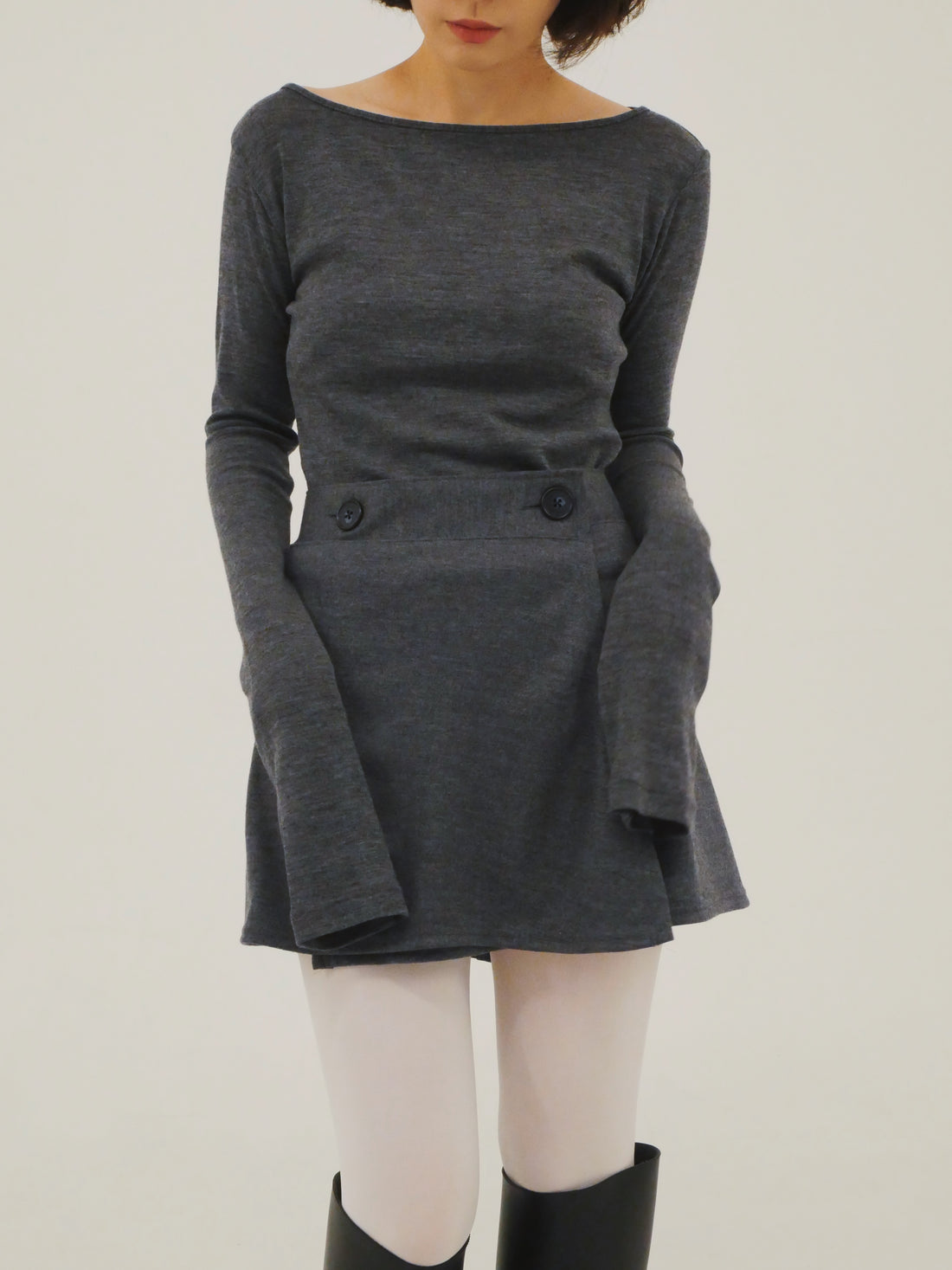 【NEW】Merino Wool 100% Sheer Long Sleeve Tops