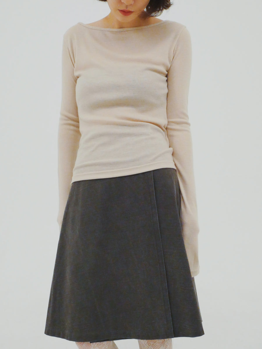 【NEW】Merino Wool 100% Sheer Long Sleeve Tops