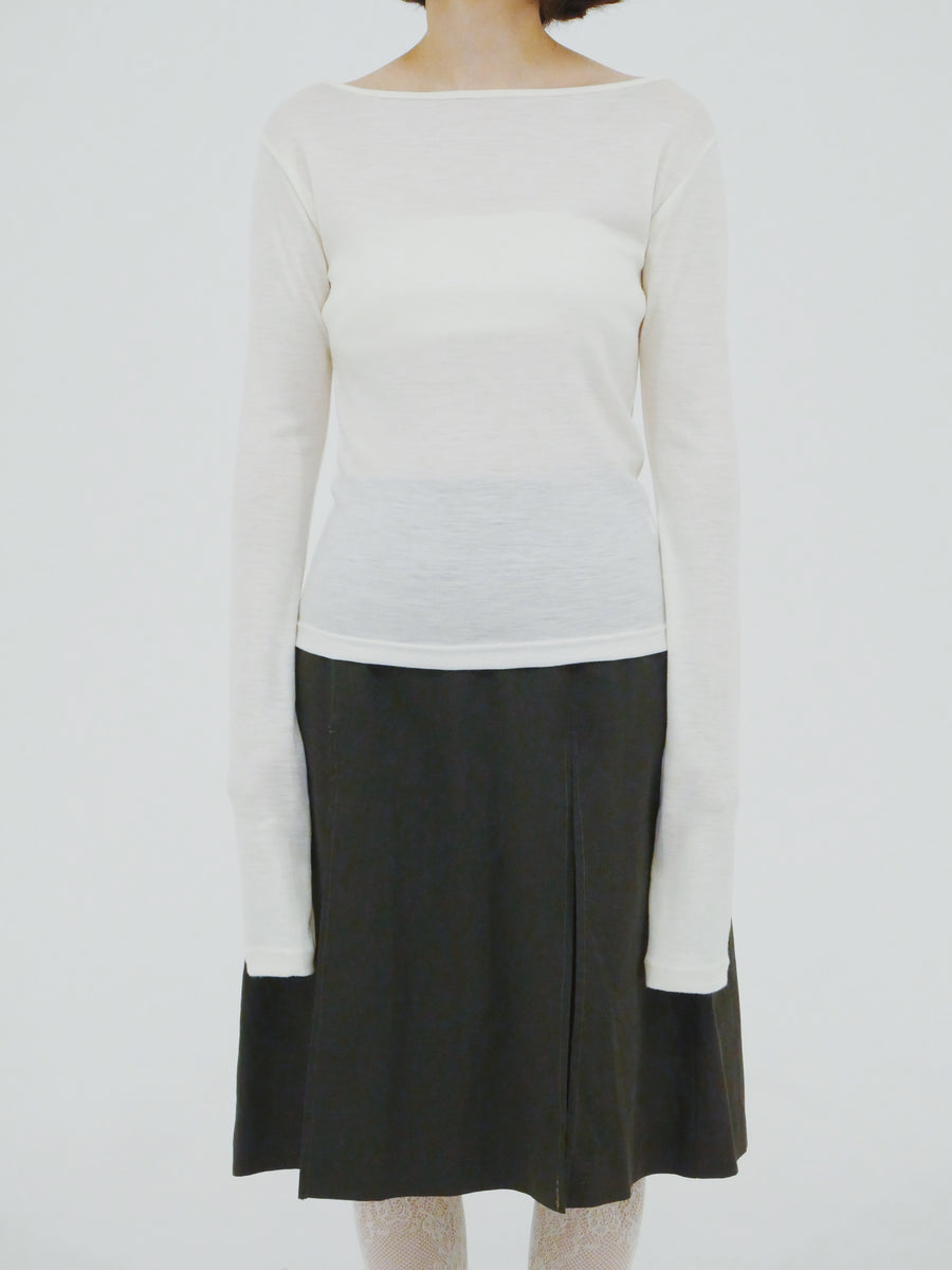 【NEW】Merino Wool 100% Sheer Long Sleeve Tops