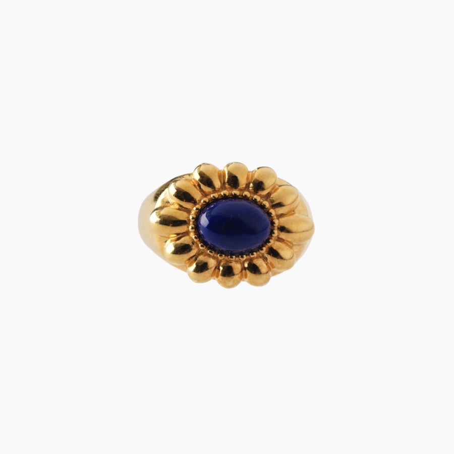 【NEW】Flower Stone Ring(Lapis lazuli）