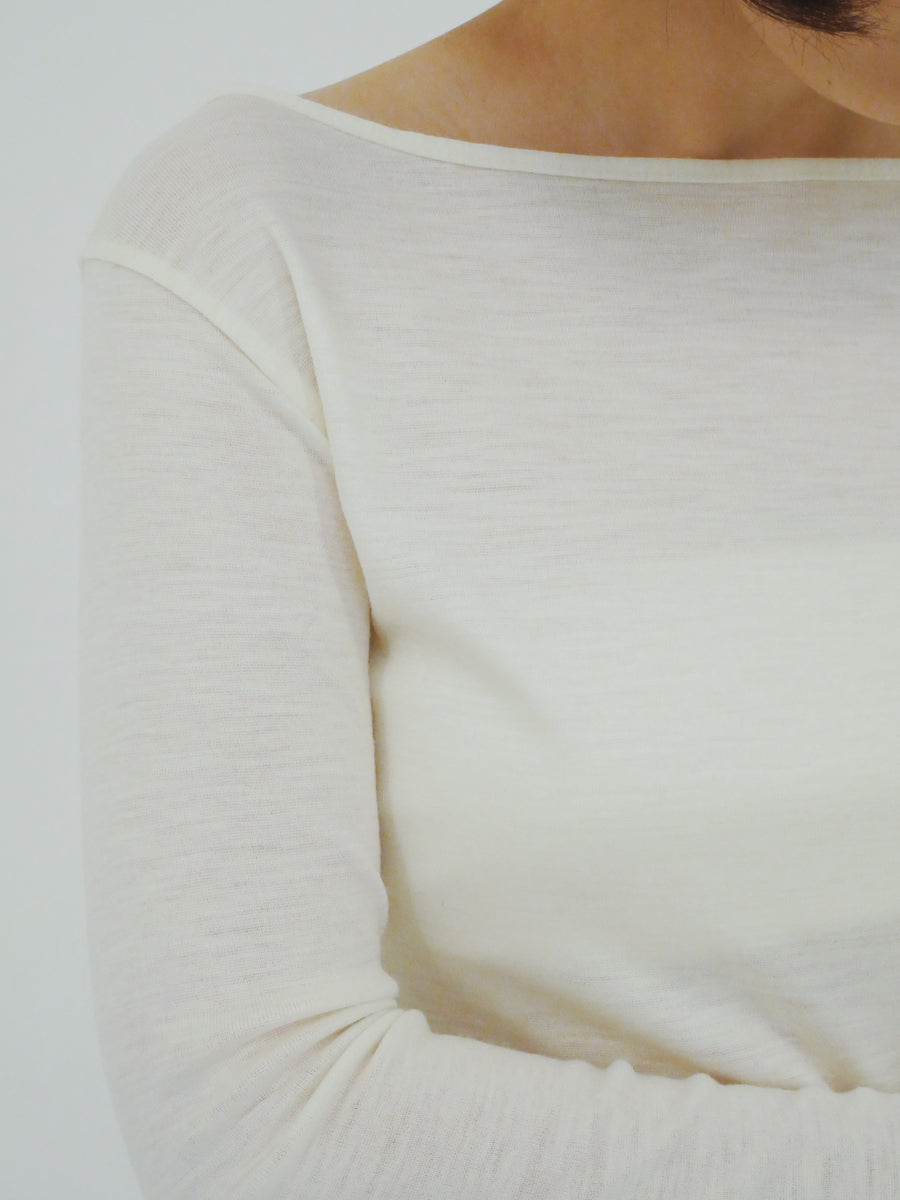 【NEW】Merino Wool 100% Sheer Long Sleeve Tops