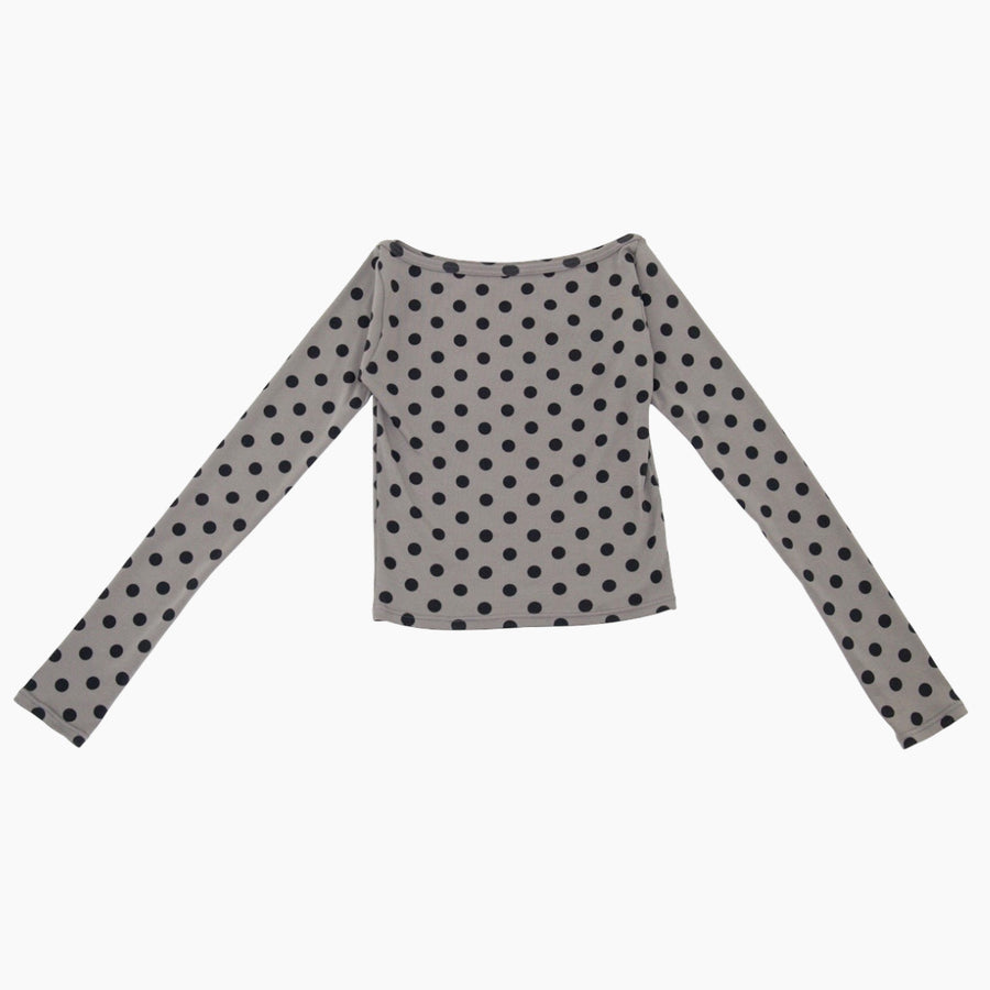 【NEW】Dots Boat Neck Long Tee