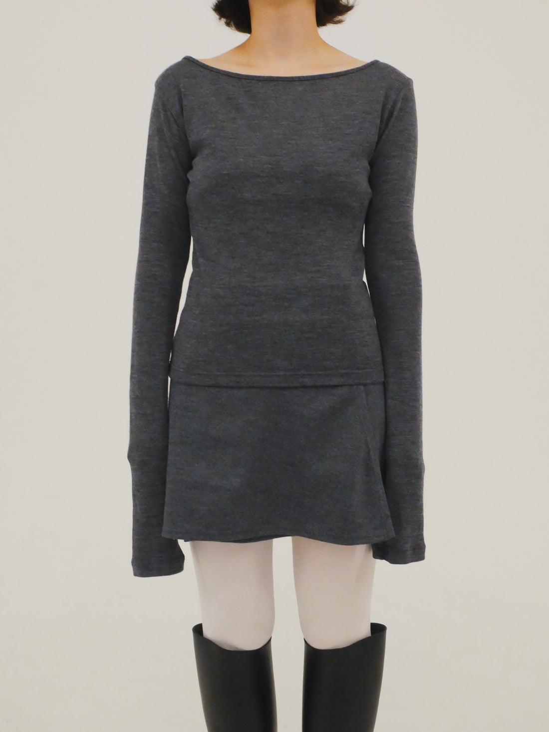 【NEW】Merino Wool 100% Sheer Long Sleeve Tops