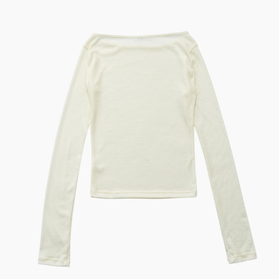 【NEW】Merino Wool 100% Sheer Long Sleeve Tops