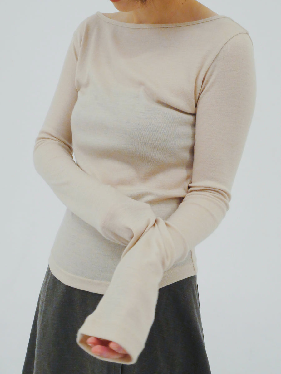 【NEW】Merino Wool 100% Sheer Long Sleeve Tops