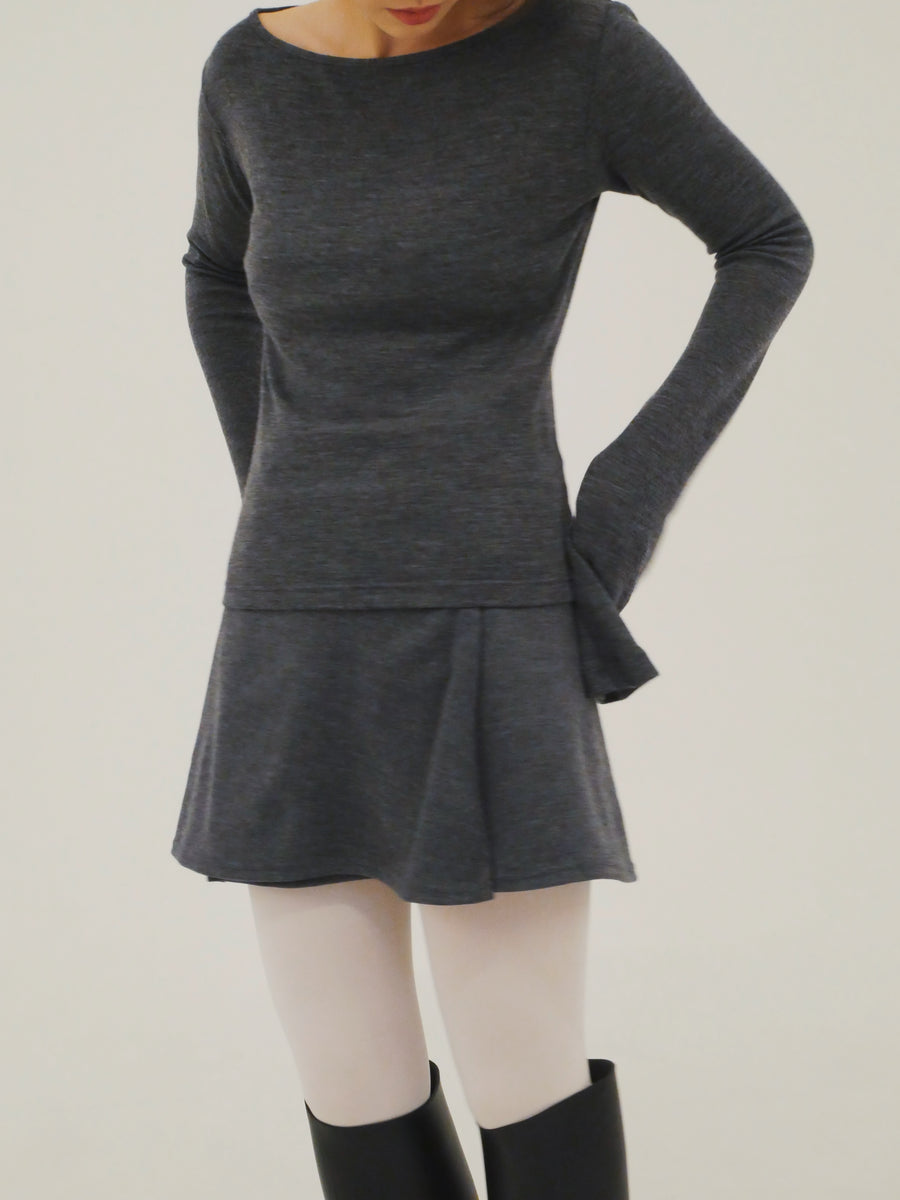 【NEW】Merino Wool 100% Sheer Long Sleeve Tops