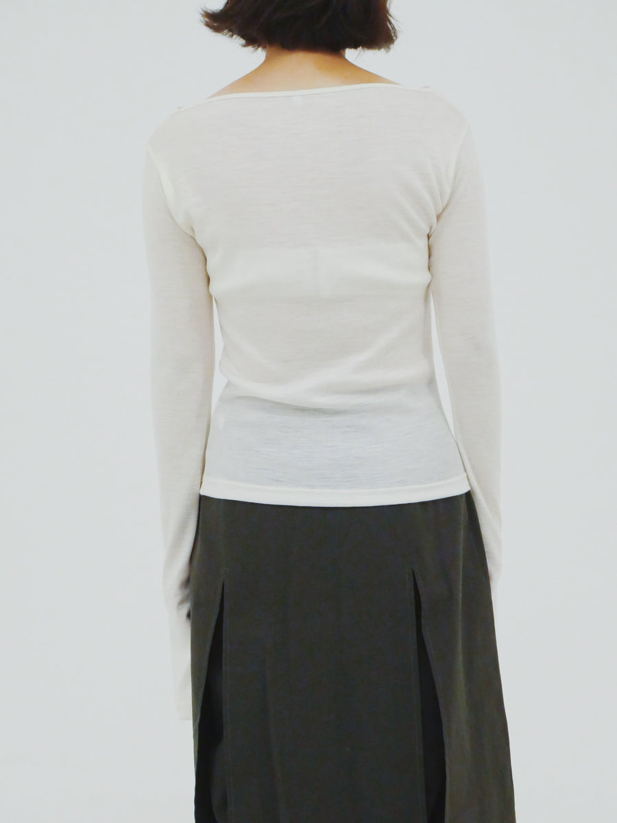 【NEW】Merino Wool 100% Sheer Long Sleeve Tops