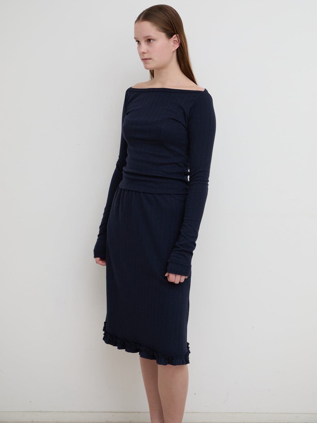 【NEW】Boat Neck Long Tee