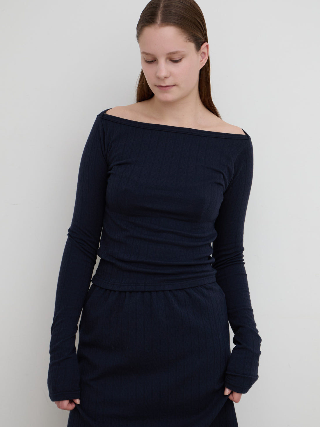 【NEW】Boat Neck Long Tee