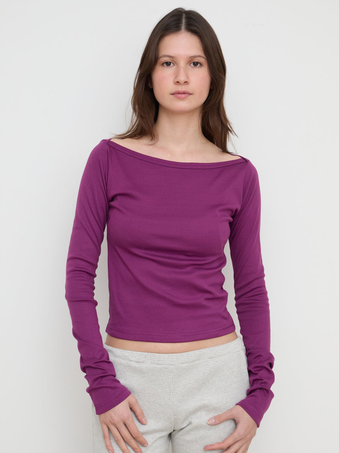 【NEW】Boat Neck Long Tee