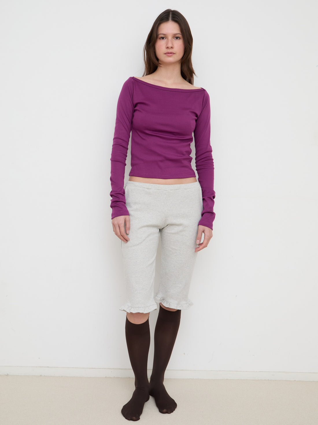 【NEW】Boat Neck Long Tee