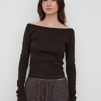 【NEW】Boat Neck Long Tee