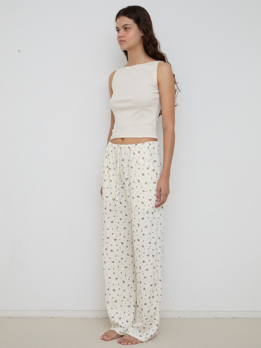 Flower Dots Cotton Easy Pants
