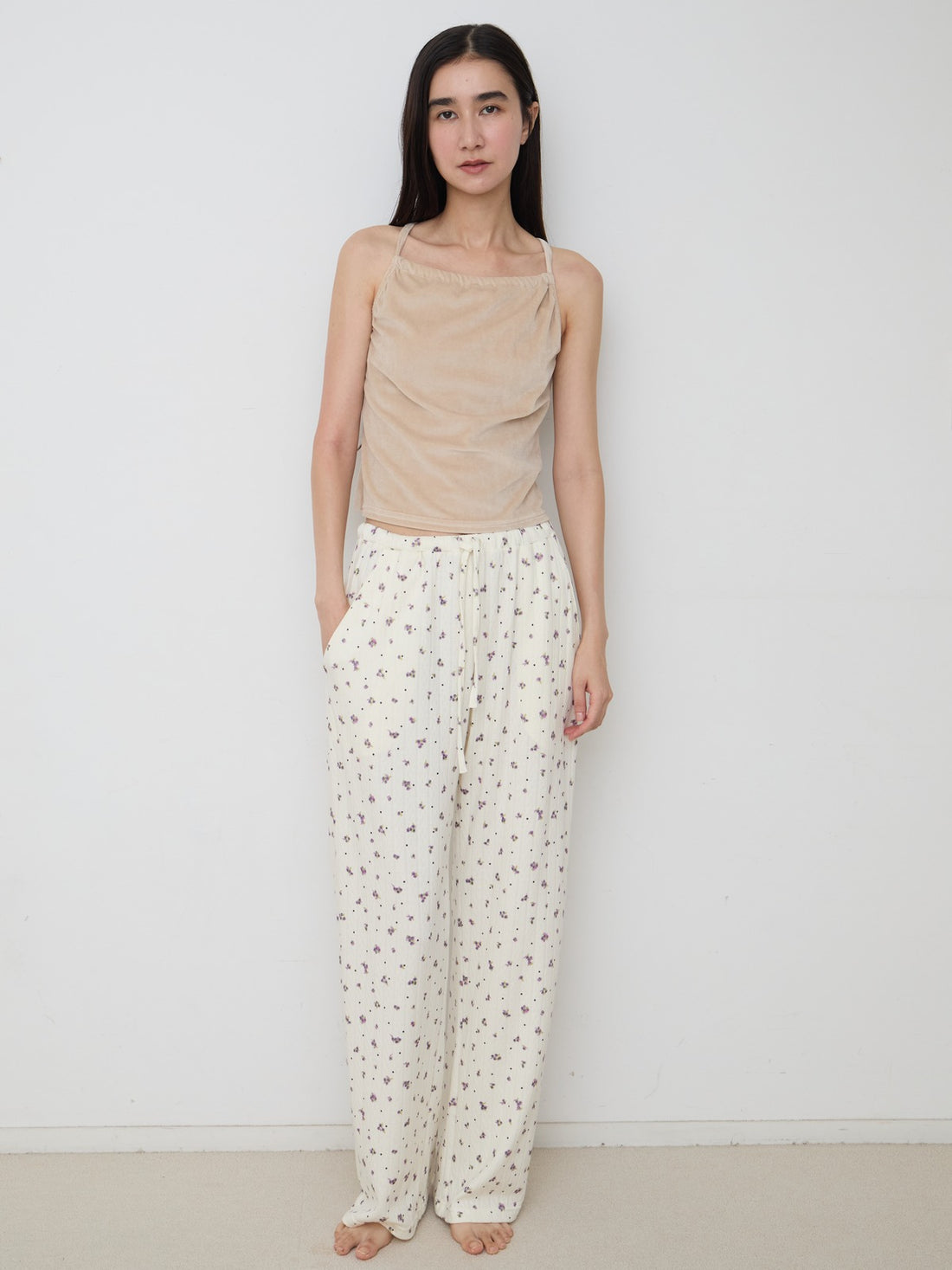 Flower Dots Cotton Easy Pants