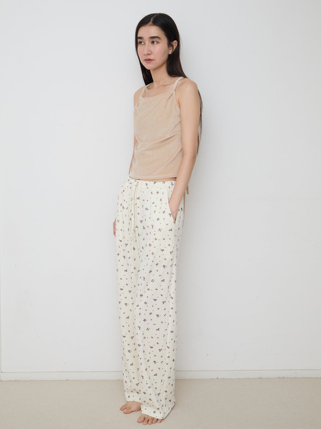 Flower Dots Cotton Easy Pants