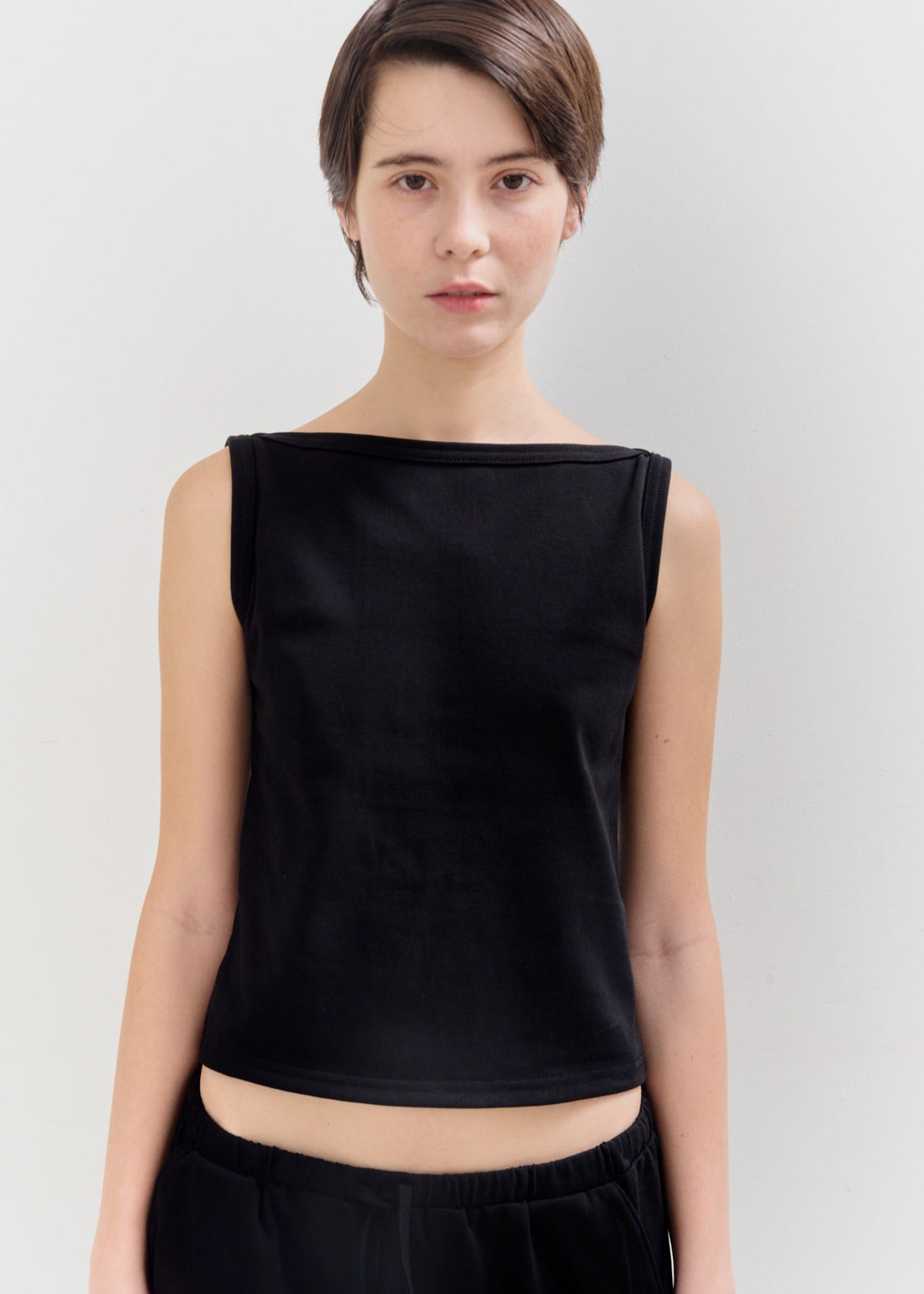【NEW】Cotton Boat Neck Tanktop