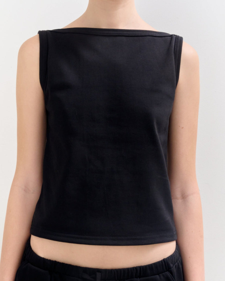 【NEW】Cotton Boat Neck Tanktop