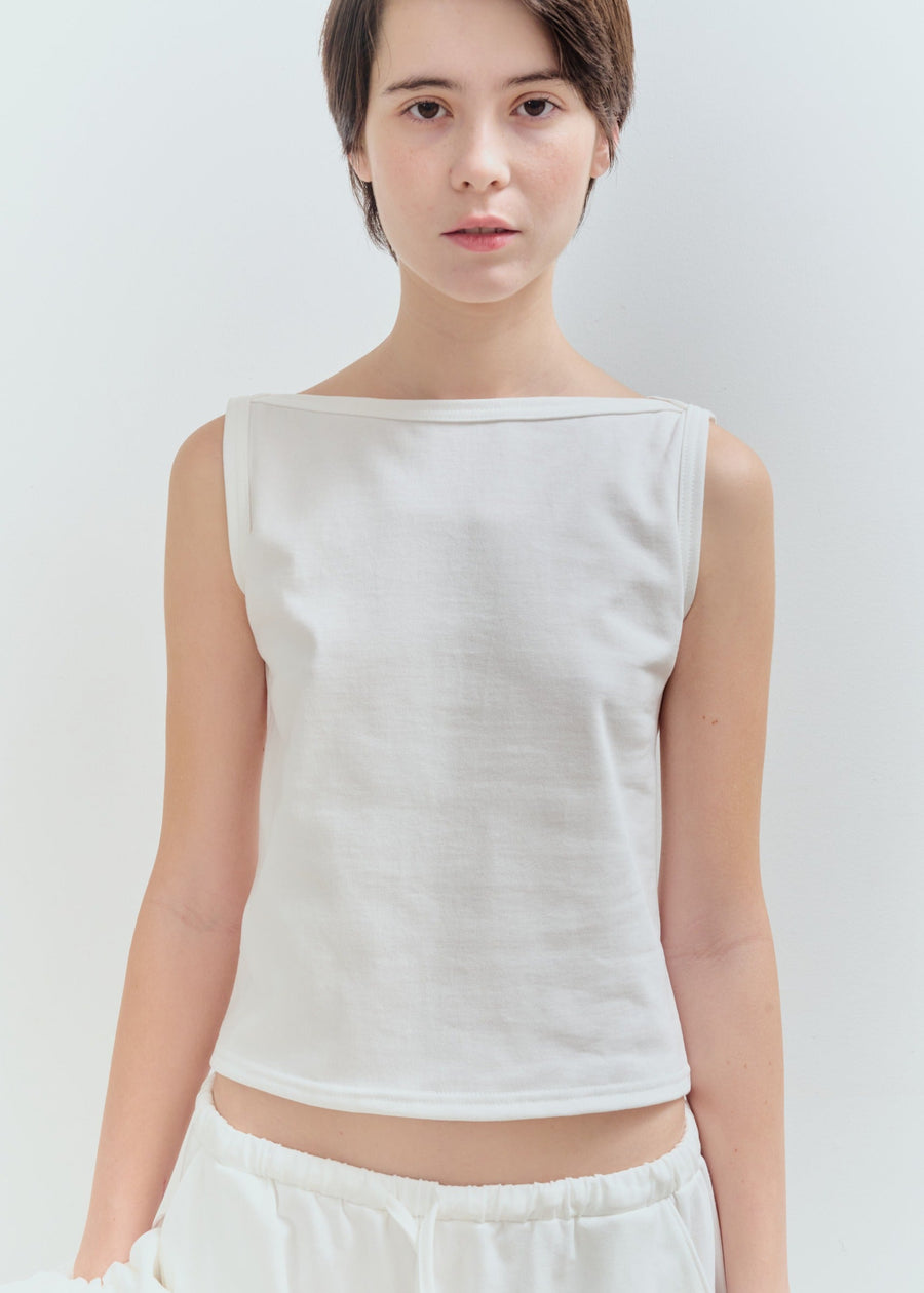 【NEW】Cotton Boat Neck Tanktop