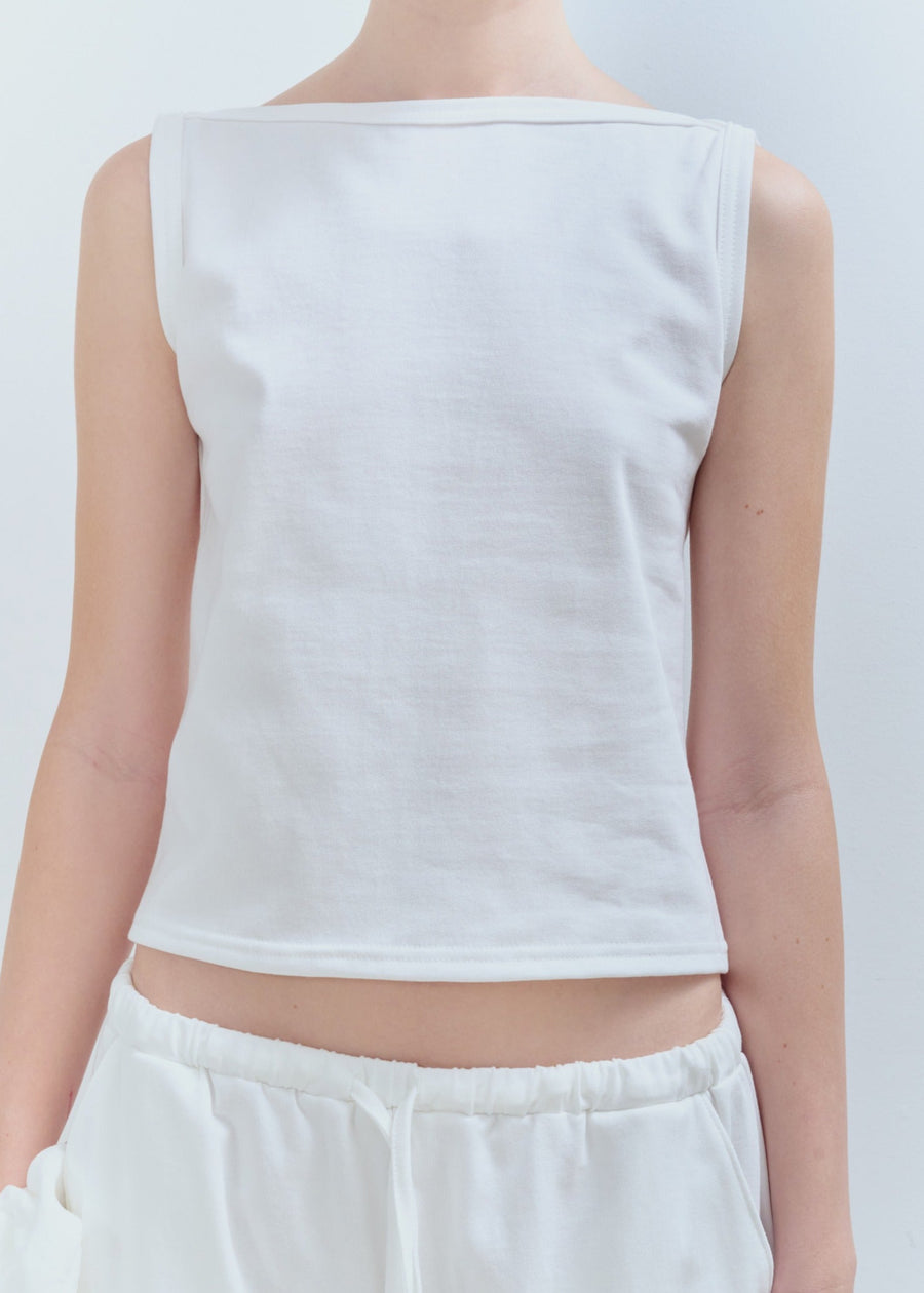 【NEW】Cotton Boat Neck Tanktop