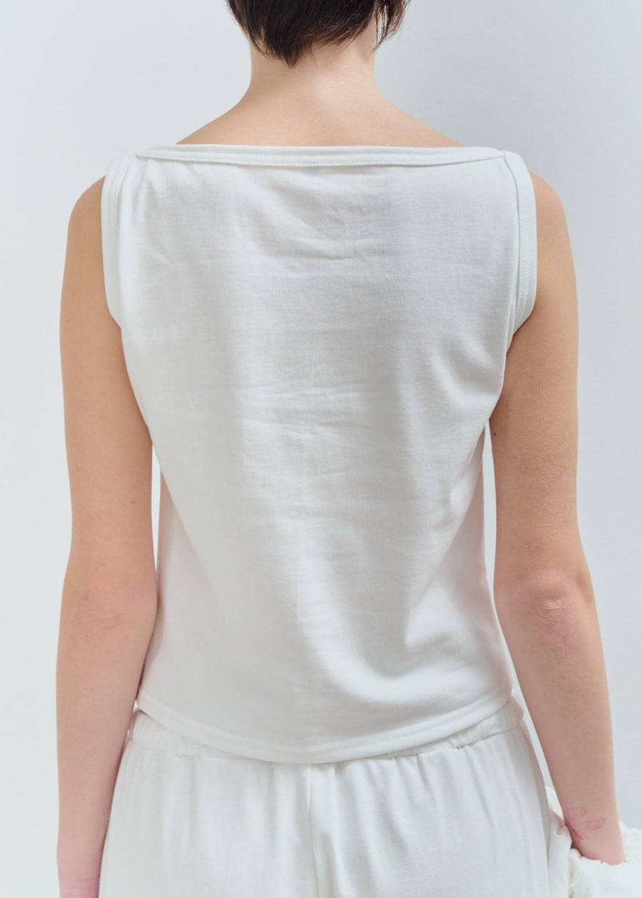 【NEW】Cotton Boat Neck Tanktop