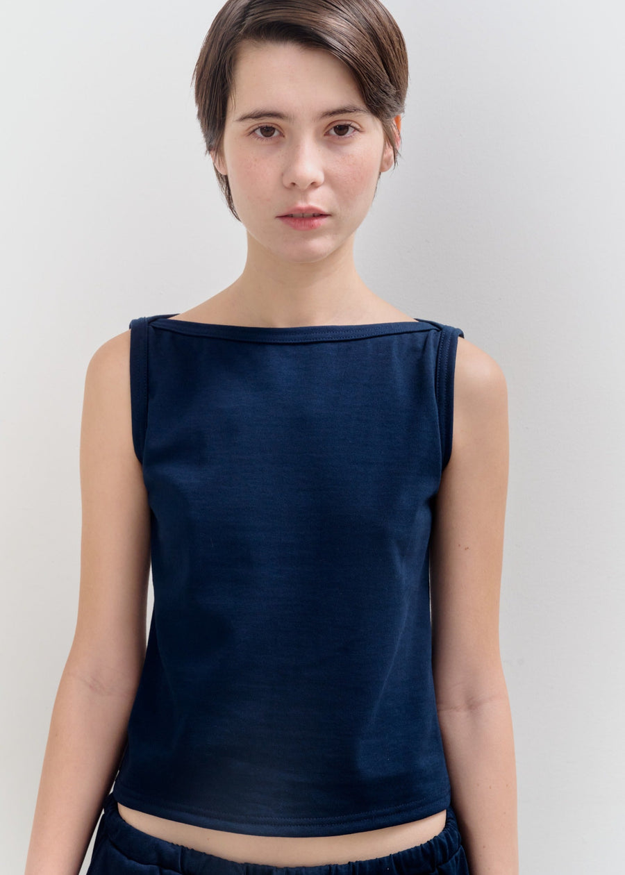 【NEW】Cotton Boat Neck Tanktop
