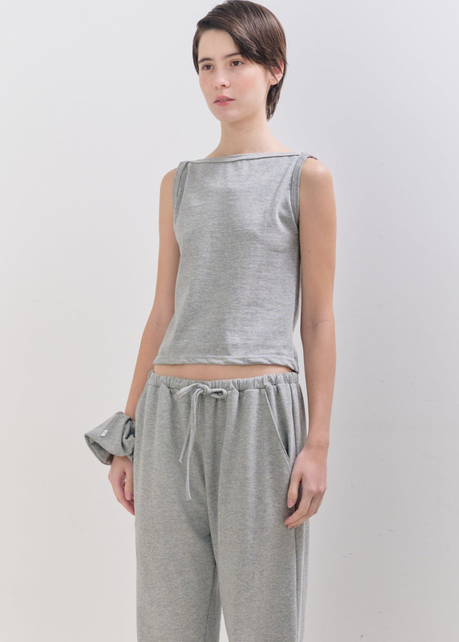 【NEW】Cotton Boat Neck Tanktop