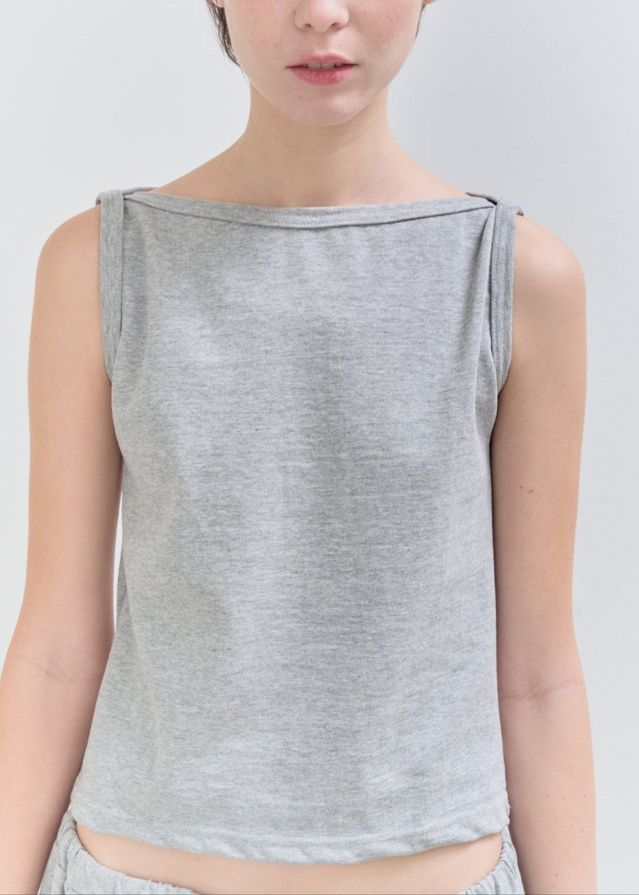 【NEW】Cotton Boat Neck Tanktop