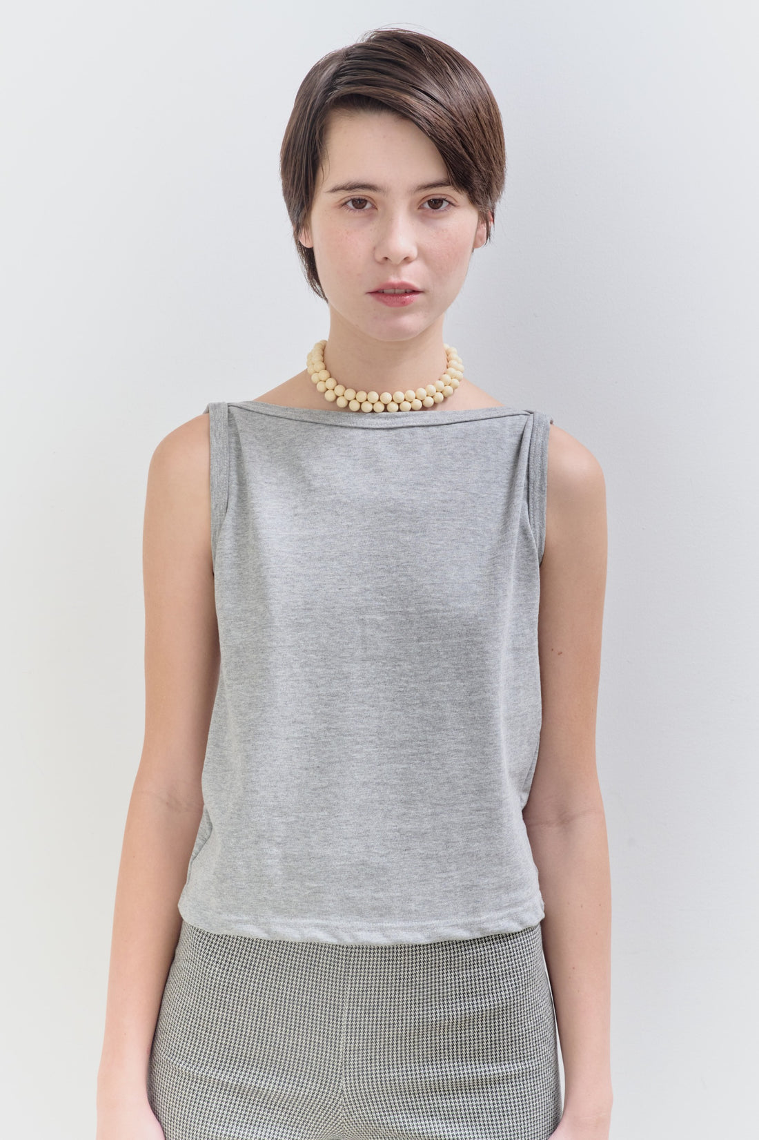 【NEW】Cotton Boat Neck Tanktop