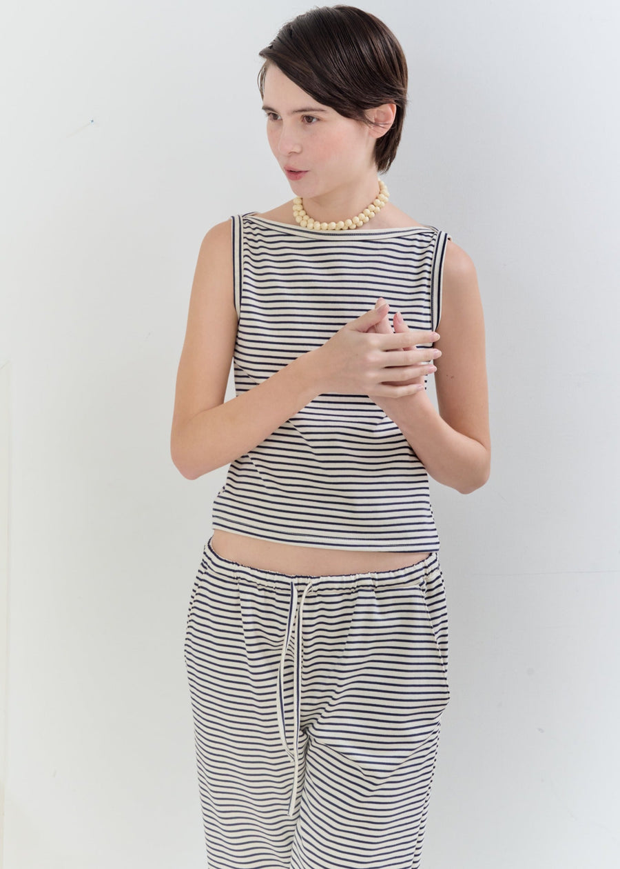 【NEW】Cotton Boat Neck Tanktop