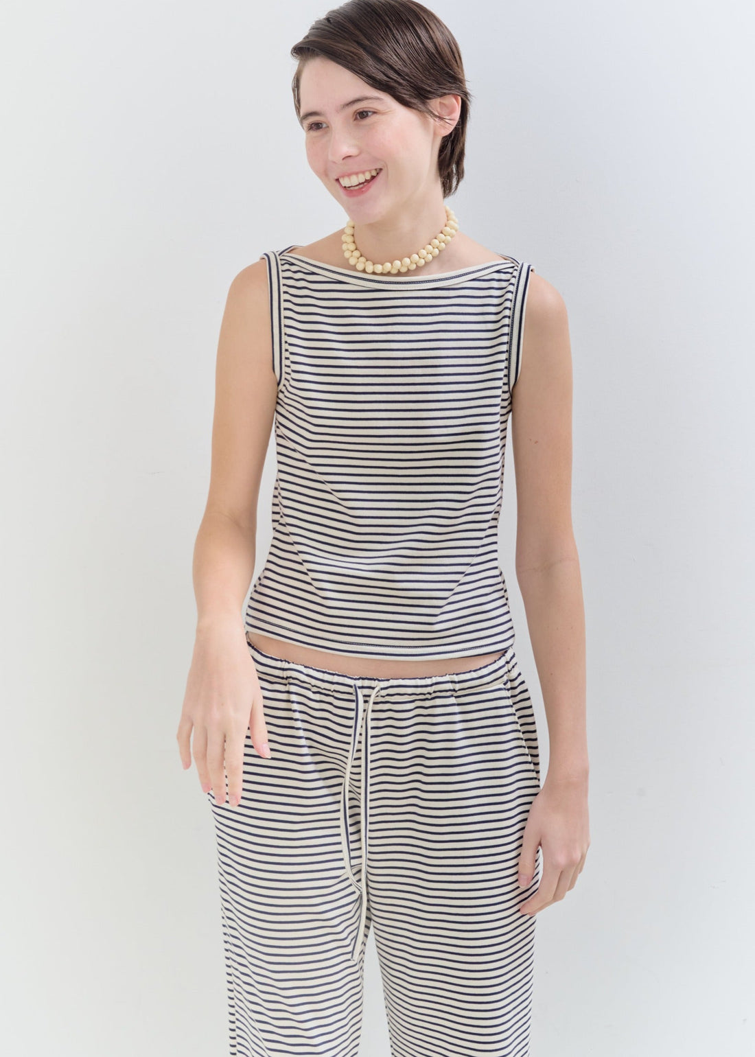 【NEW】Cotton Boat Neck Tanktop