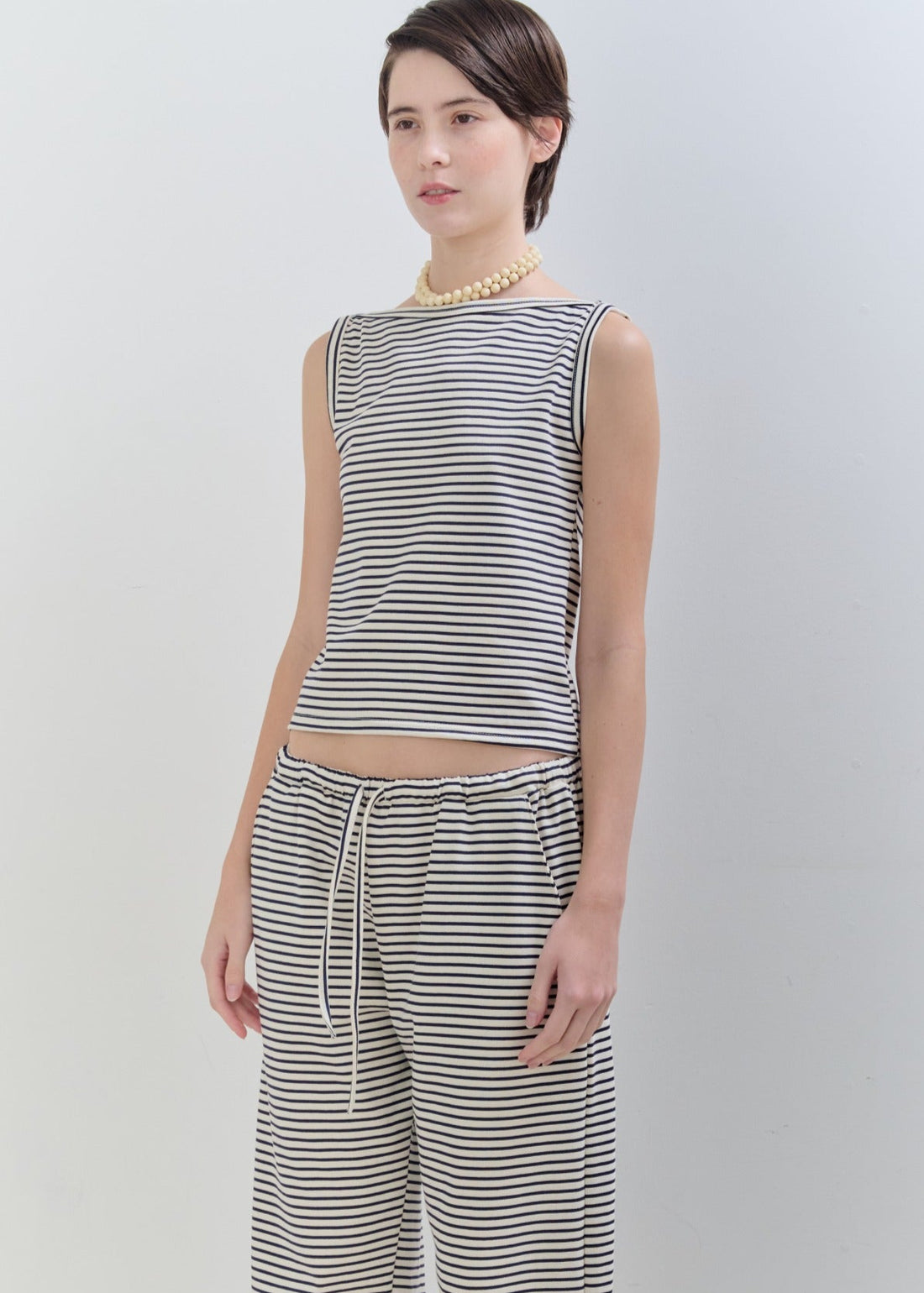 【NEW】Cotton Boat Neck Tanktop