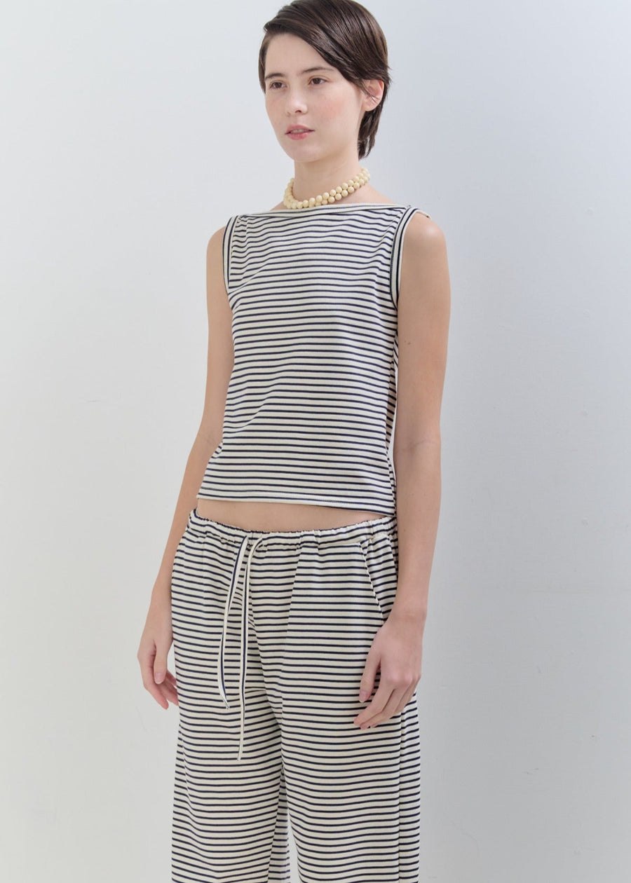 【NEW】Cotton Boat Neck Tanktop