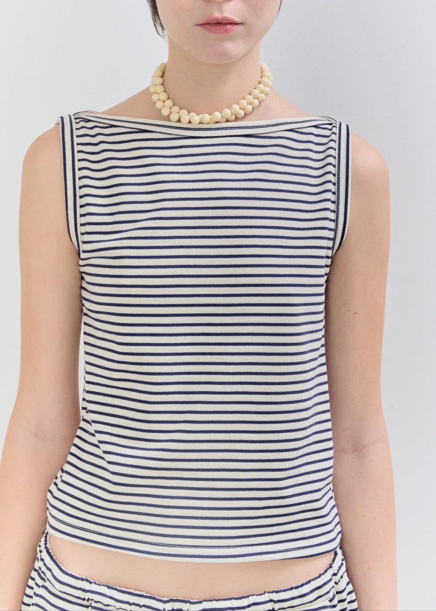 【NEW】Cotton Boat Neck Tanktop