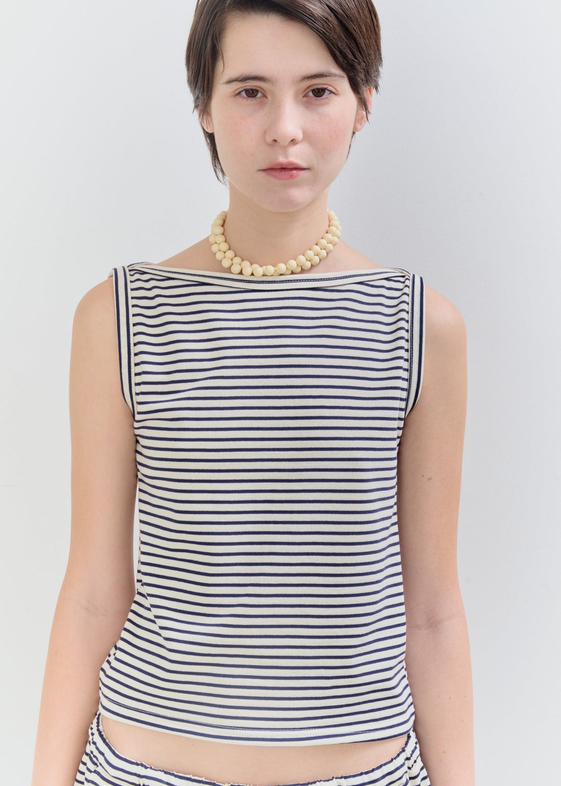 【NEW】Cotton Boat Neck Tanktop