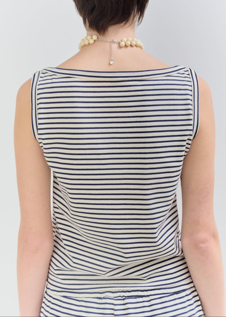 【NEW】Cotton Boat Neck Tanktop