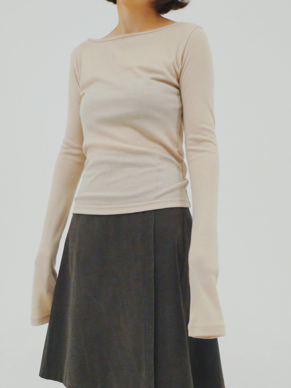 【NEW】Merino Wool 100% Sheer Long Sleeve Tops