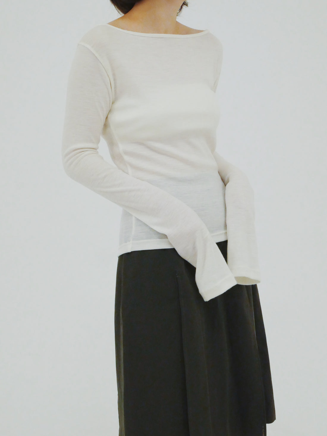 【NEW】Merino Wool 100% Sheer Long Sleeve Tops