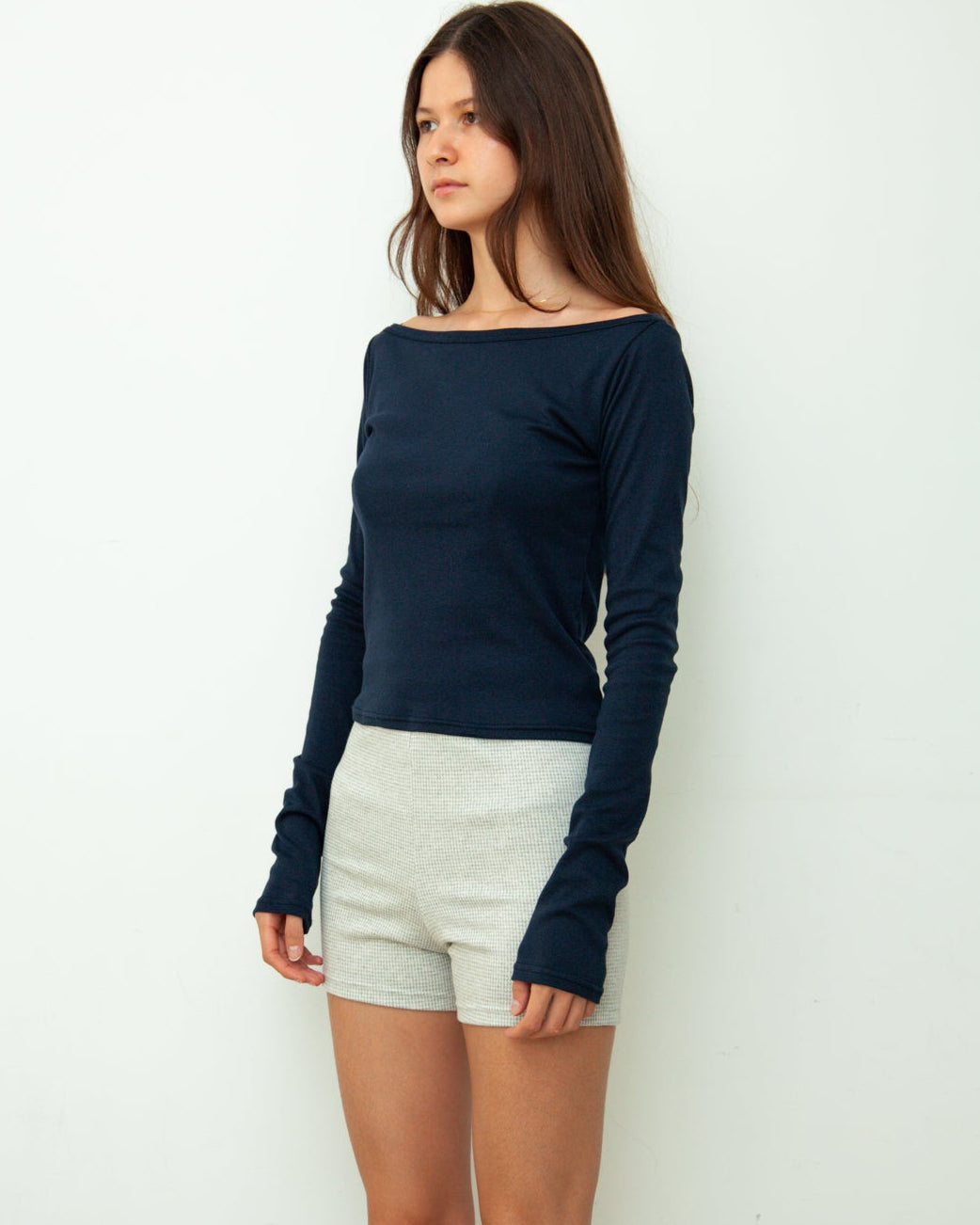 【NEW】Boat Neck Long Tee