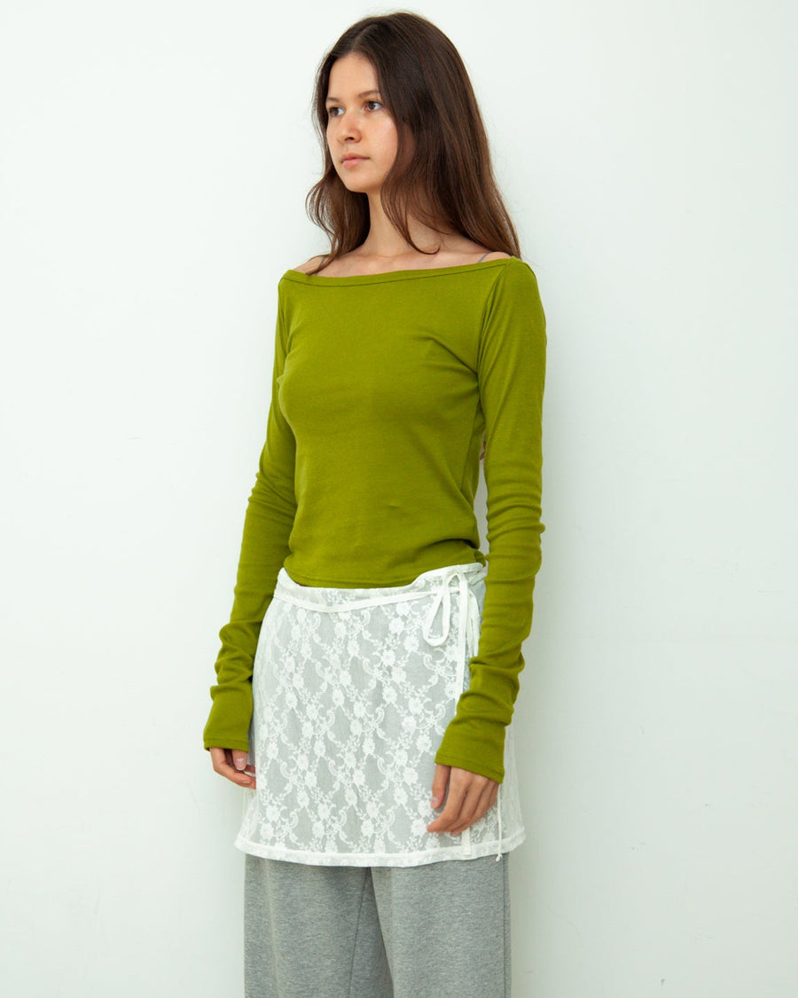 【NEW】Boat Neck Long Tee